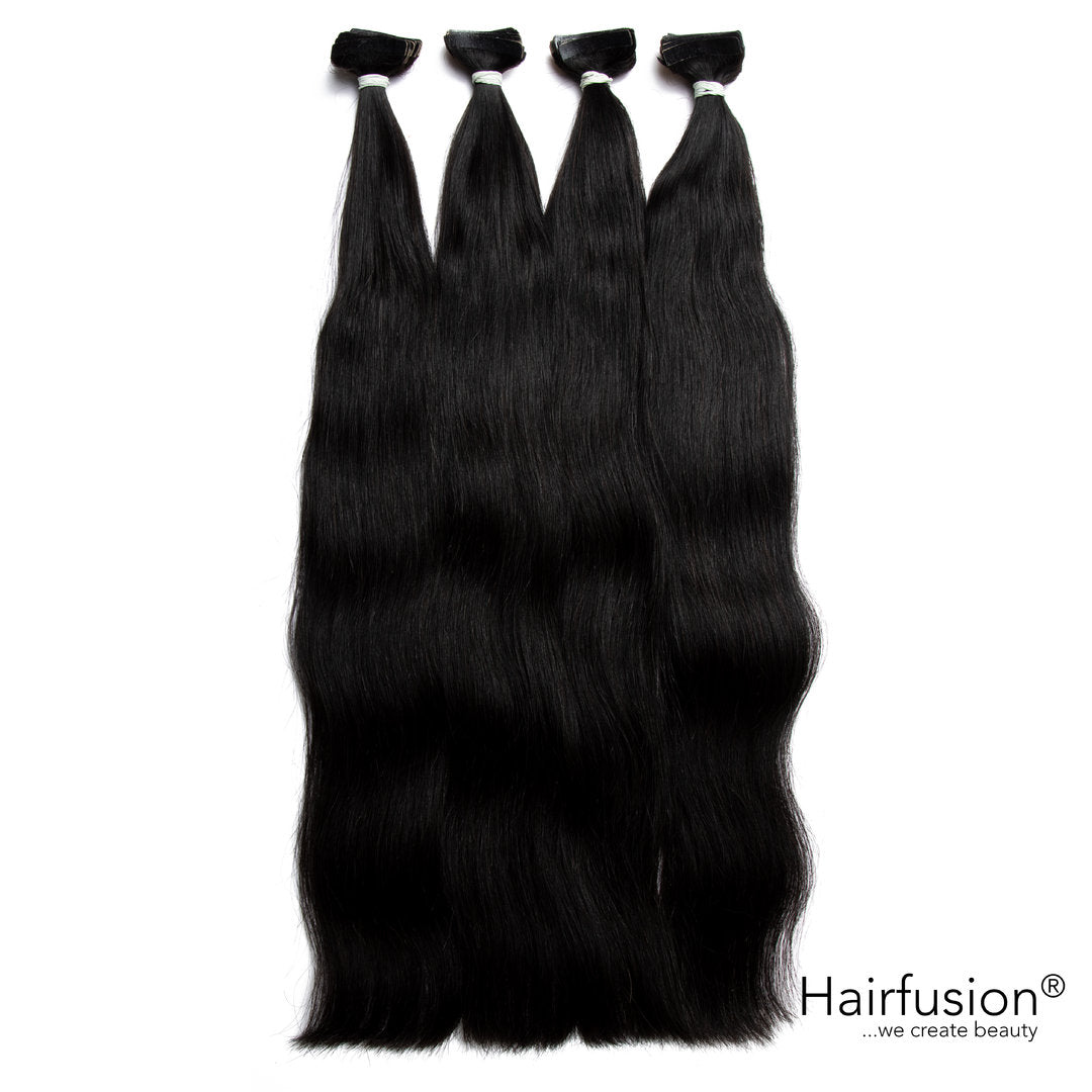 Tape Extensions - 10 Stück ROHHAAR 100% naturbelassen - Farbe schwarzbraun 40-70 cm