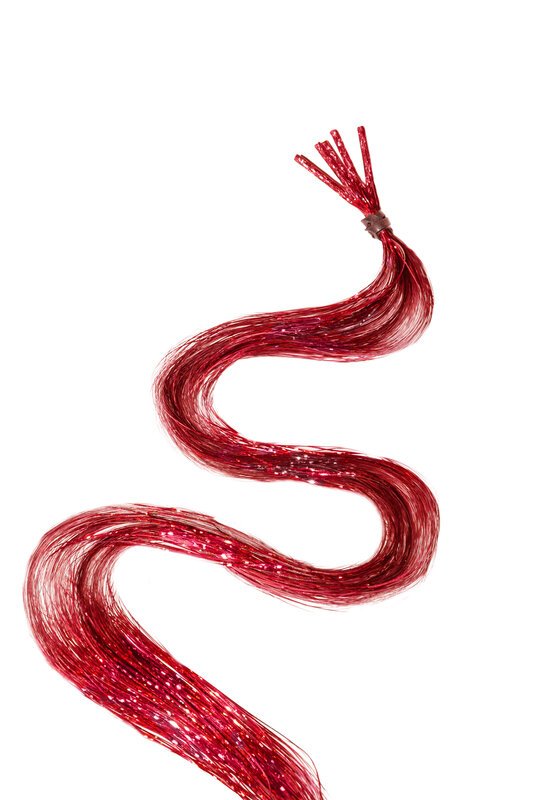 Haarlametta Extensions 50 cm – 5 Strähnen Glitzer mit Microring, hitzebeständig