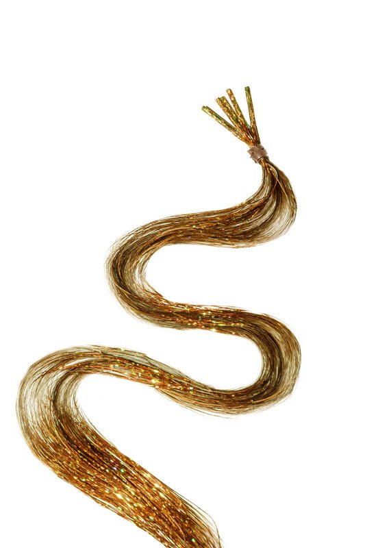 Haarlametta Extensions 50 cm – 5 Strähnen Glitzer mit Microring, hitzebeständig