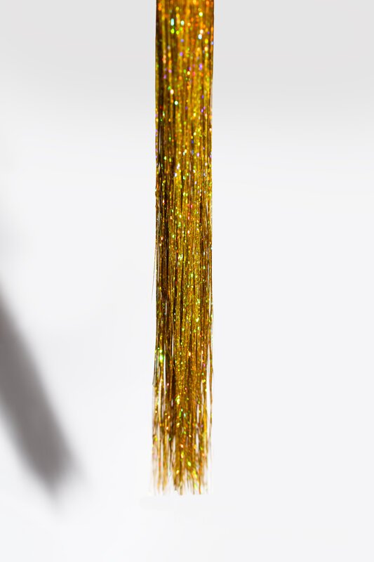 Haarlametta Extensions 50 cm – 5 Strähnen Glitzer mit Microring, hitzebeständig