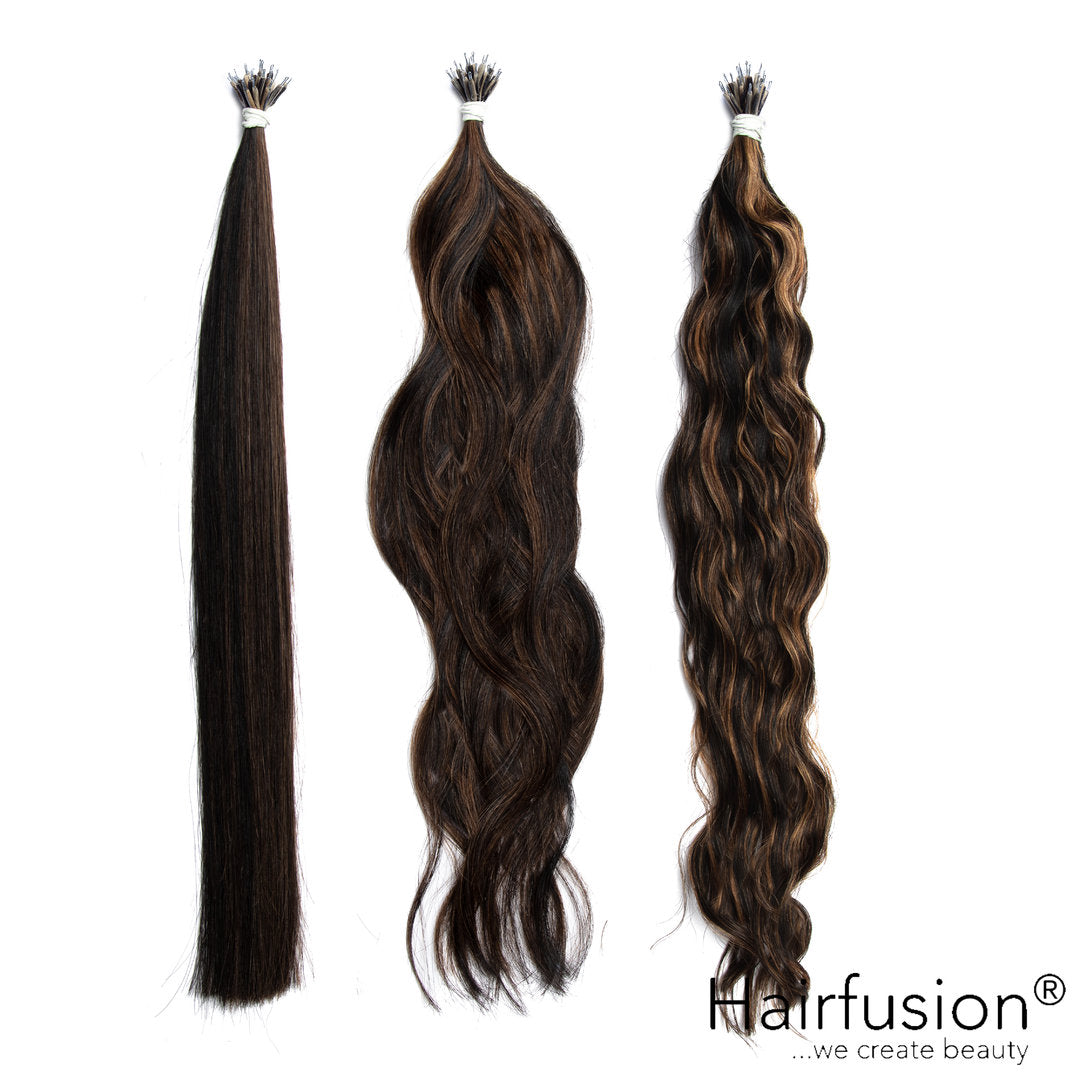 25 Stück HAIRFUSION Nanoring Extensions GESTRÄHNTE FARBEN