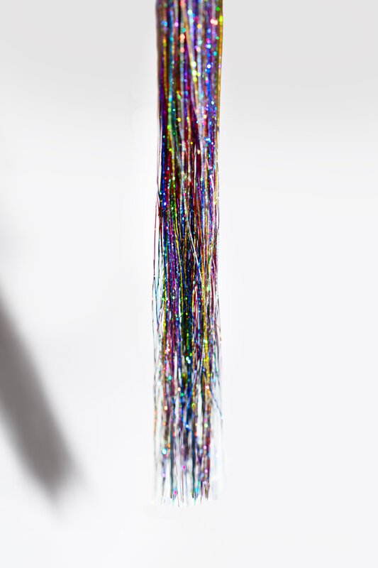 Haarlametta Extensions 50 cm – 5 Strähnen Glitzer mit Microring, hitzebeständig