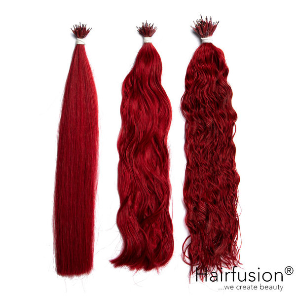 Outlet 25 Stück Nanoring Extensions Farbe 30 - Indy Urban Red - 30 cm gelockt